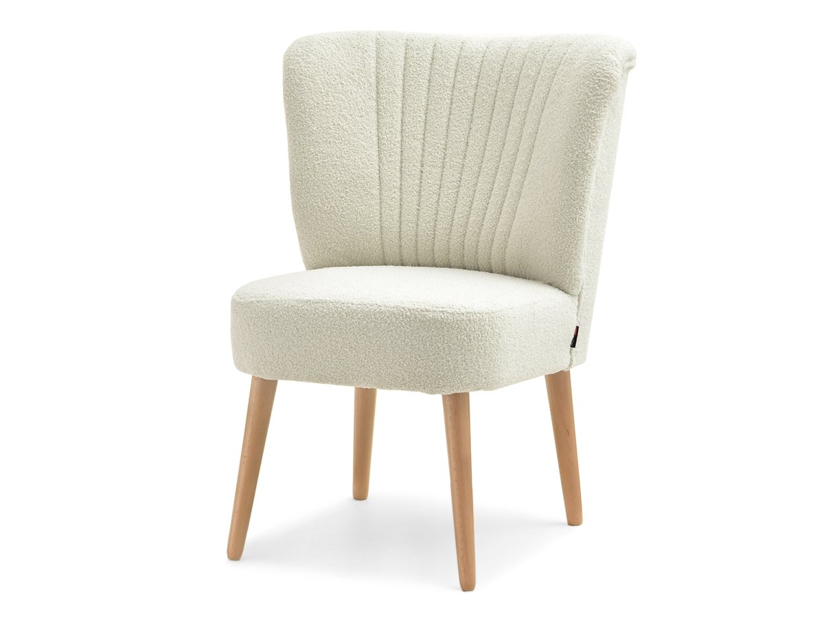 KREMOWY FOTEL WYPOCZYNKOWY DIZI NA DĘBOWEJ PODSTAWIE