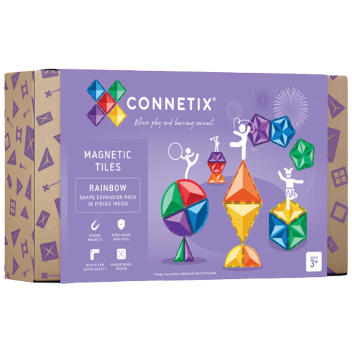 klocki magnetyczne Rainbow Shape Expansion Pack 36 elementów Connetix