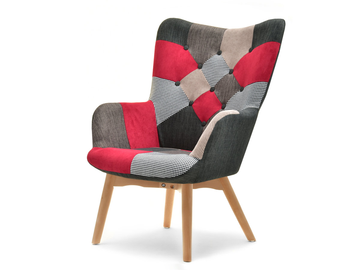 DESIGNERSKI FOTEL NURIA PATCHWORK 3 NA BUOWYCH NOGACH