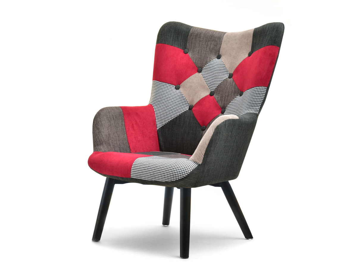 WYGODNY FOTEL PATCHWORK 3 NURIA Z CZARNYMI NOGAMI