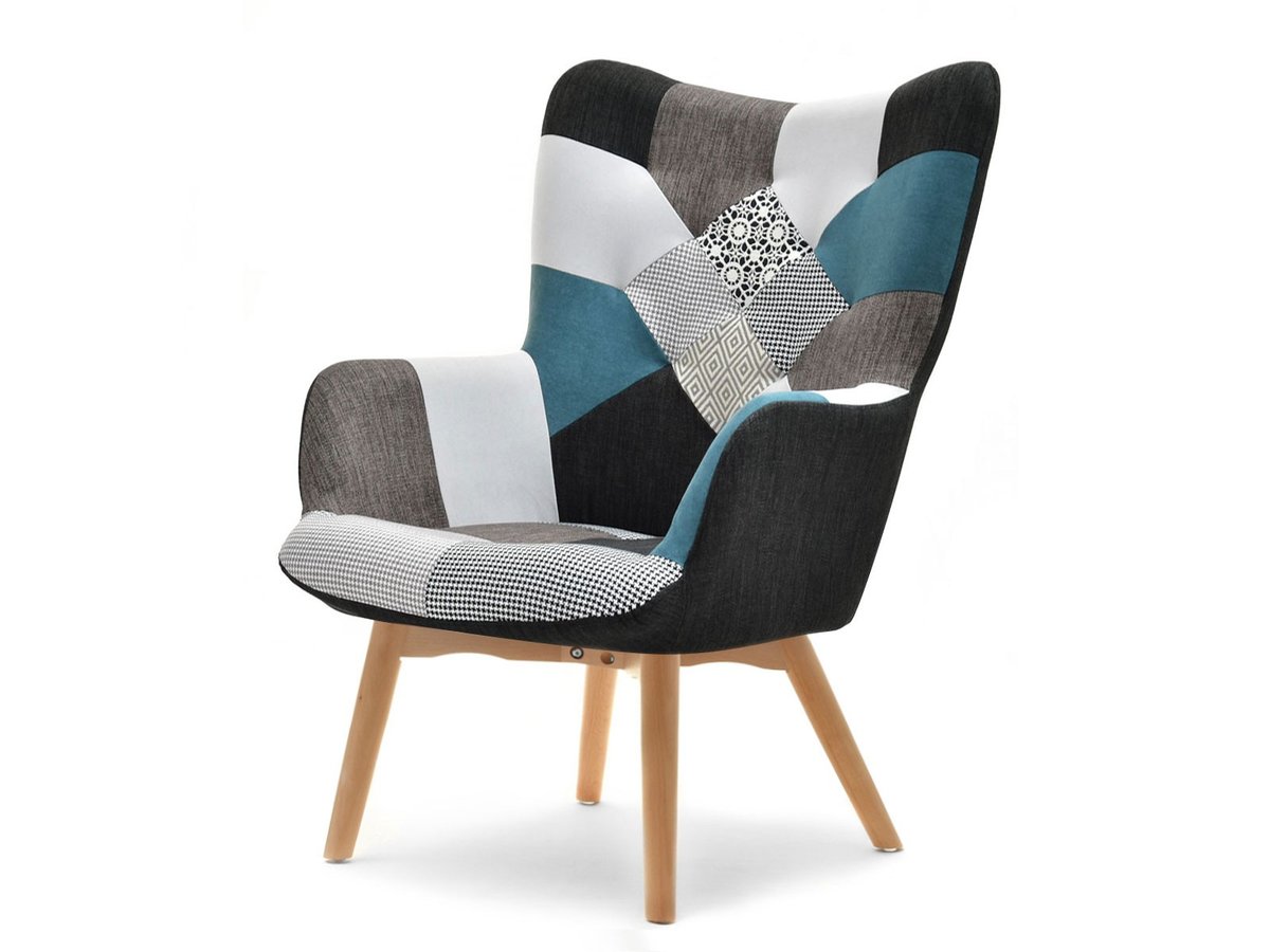 FOTEL ZE WZOREM NURIA PATCHWORK 4 NA NOGACH BUK