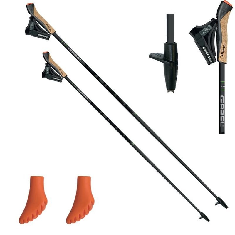Kije Nordic Walking GABEL STRIDE X-5 Black/Green 125 cm