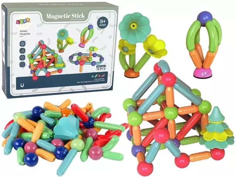 Magnetyczne klocki konstrukcyjne 78el - Leantoys