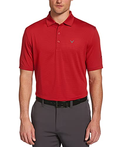 Callaway Męska koszulka polo z krótkim rękawem w paski golfowe koszulka polo Tango Red XXL