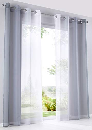 2-pak firan pionowych, gradientowy nadruk, przezroczyste »Modena« z oczkami i uchwytem marszczącym, zasłona, zasłona dekoracyjna wys. x szer. 245 x 140 cm odcienie szarości, 10000183
