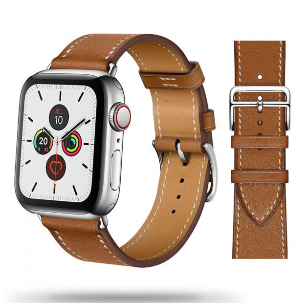GK PROTECTION, Skórzana bransoleta z zapięciem Apple Watch 1/2/3/4/5/6/7/SE (38/40/41 mm), brązowy