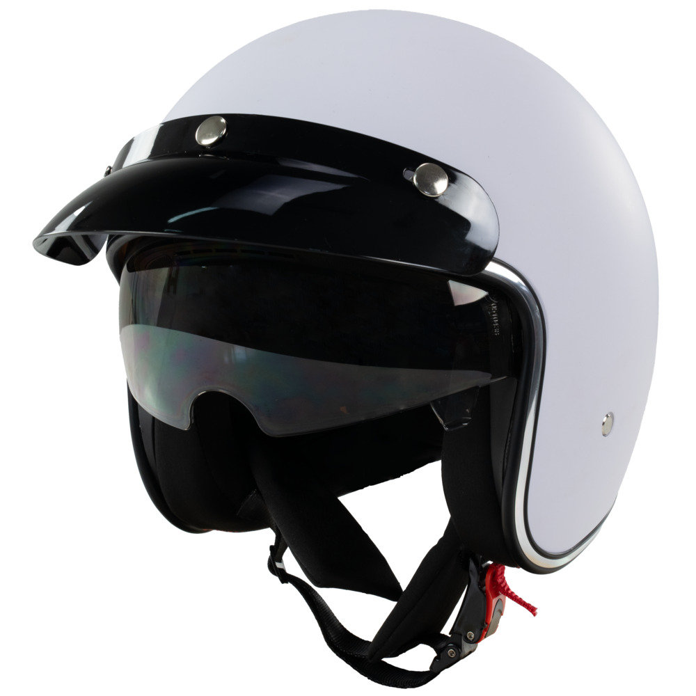 Kask na skuter motocyklowy otwarty z daszkiem BB 588 -przeźroczysta blenda L biały mat