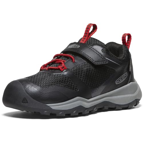 KEEN Wanduro Low Waterproof Sneakers, Black/Ribbon Red, 32 EU, Czarna wstążka, czerwona, 32 EU