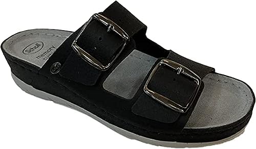 Scholl Aberdeen, sandały damskie, czarne, 41 EU, czarny, 41 EU szerokie