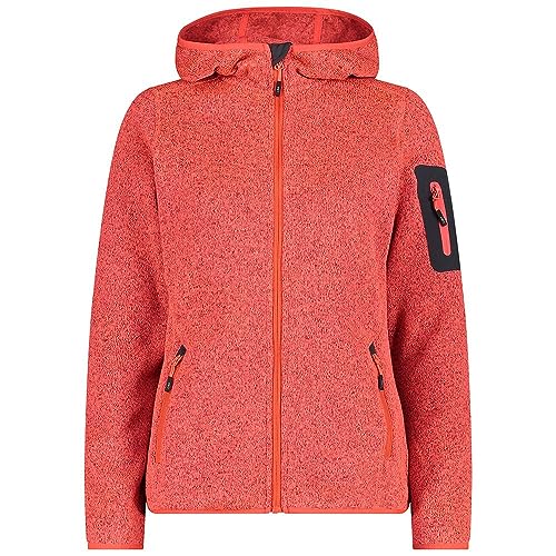 CMP damska kurtka Knit-Tech ze stałym kapturem, mak-czerwony Fluo-Antracyt, 44