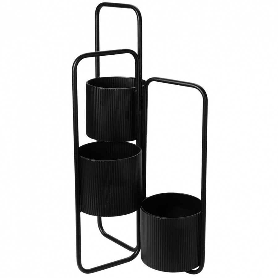 Kwietnik metalowy czarny 3-poziomowy 33x24x57 cm kod: O-339468