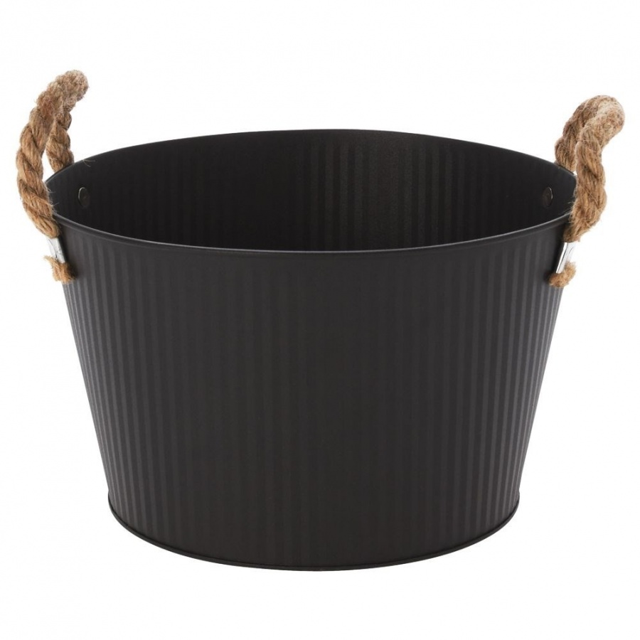 Osłonka na doniczkę metalowa czarna 25x15 cm kod: O-339482