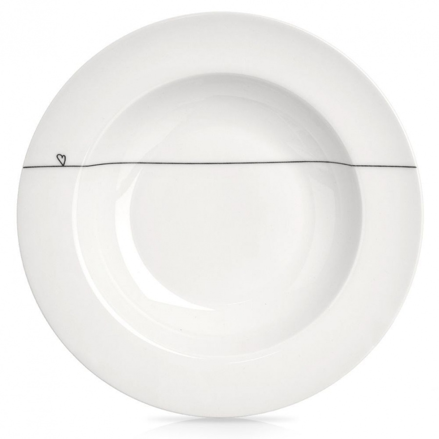 Talerz obiadowy głęboki porcelanowy biały serduszka 22 cm 250 ml kod: O-128474