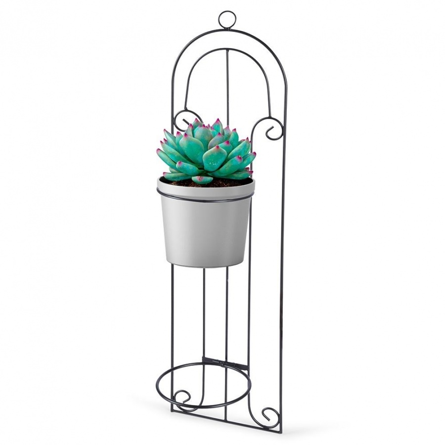 Kwietnik ścienny metalowy czarny 70x19 cm kod: O-339462