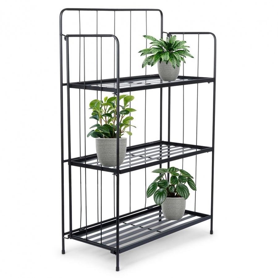 Kwietnik metalowy czarny trzypiętrowy 58x28x90,5 cm kod: O-339455