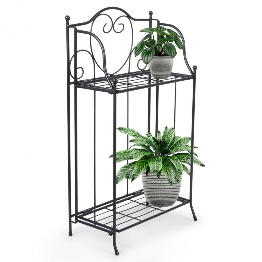 Kwietnik metalowy czarny dwupiętrowy 34,5x18,5x65 cm kod: O-339450