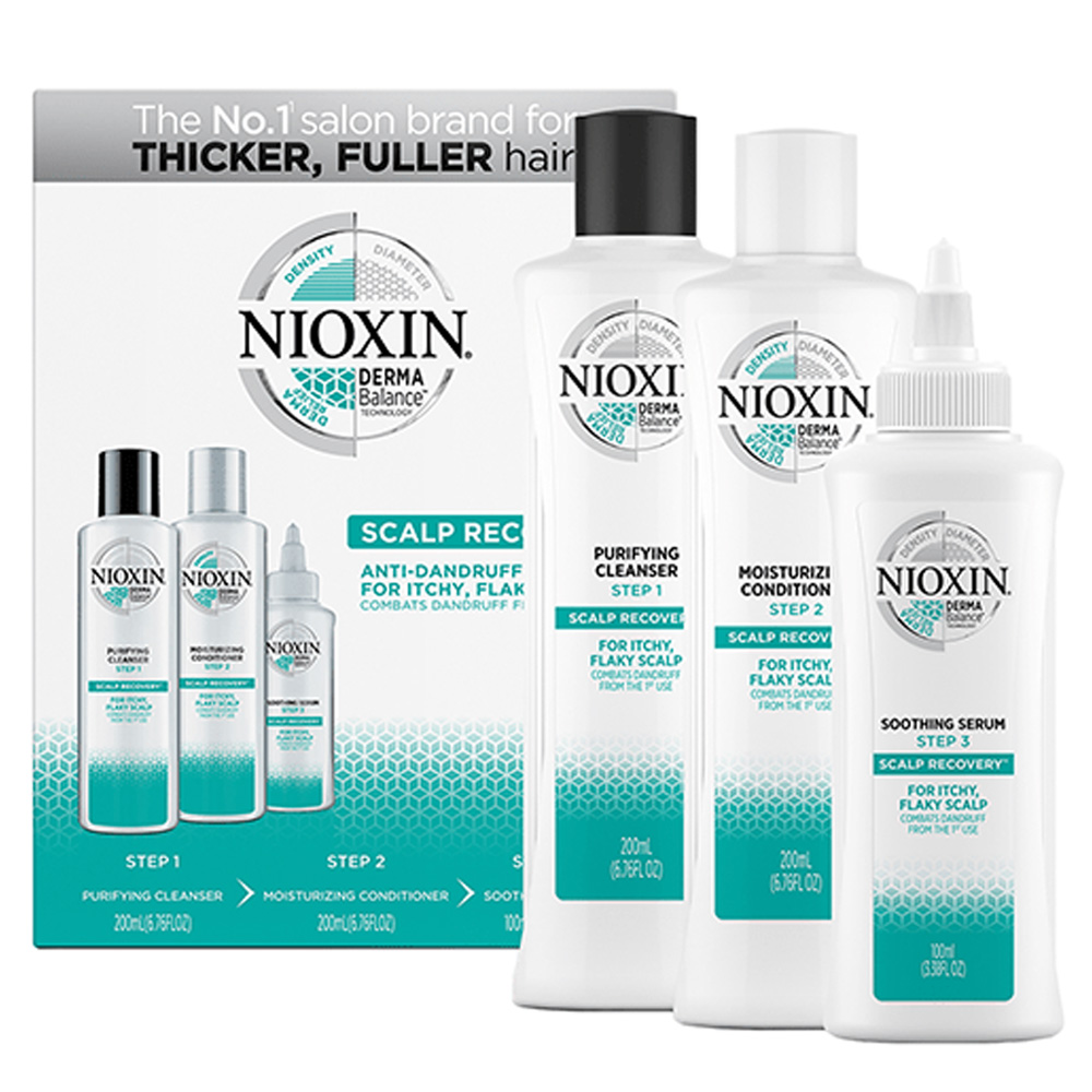 Nioxin Scalp Recovery, przeciwłupieżowy zestaw kojący, szampon + odżywka + serum