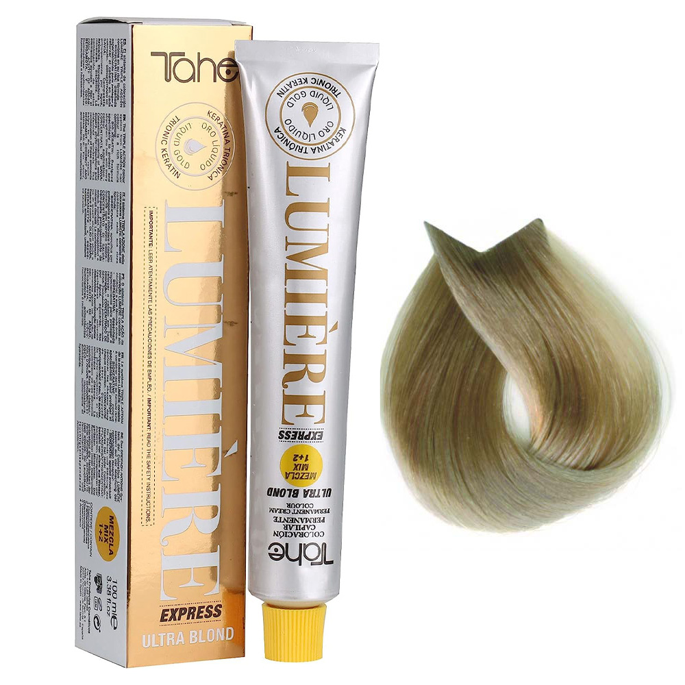 Tahe Lumiere Express Ultra Blond, farba do włosów z keratyną i olejkiem arganowym, koloryzacja trwała, 102, 100ml