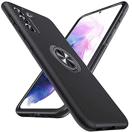 Anqrp Hiddenian Serier etui kompatybilne z Samsung Galaxy S21 5G, [wbudowany stojak] [wojskowa pełna ochrona], magnetyczne etui na telefon komórkowy do Samsung Galaxy S21 z pierścieniem, czarne