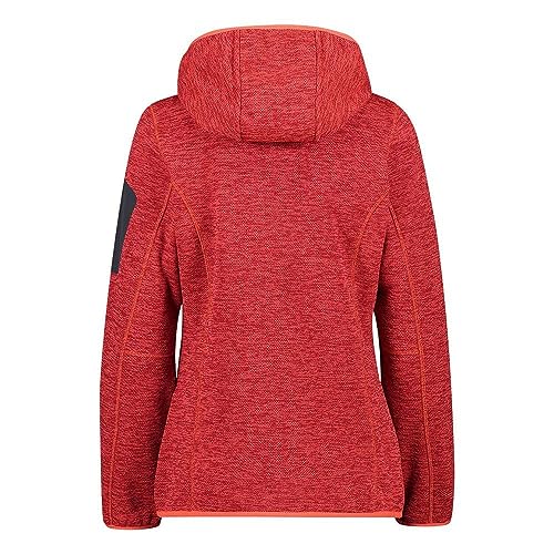 CMP damska kurtka Knit-Tech ze stałym kapturem, Red Fluo-mak-Antracyt, 40