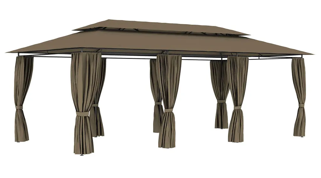 Altana ogrodowa z zasłonami taupe C8-B74