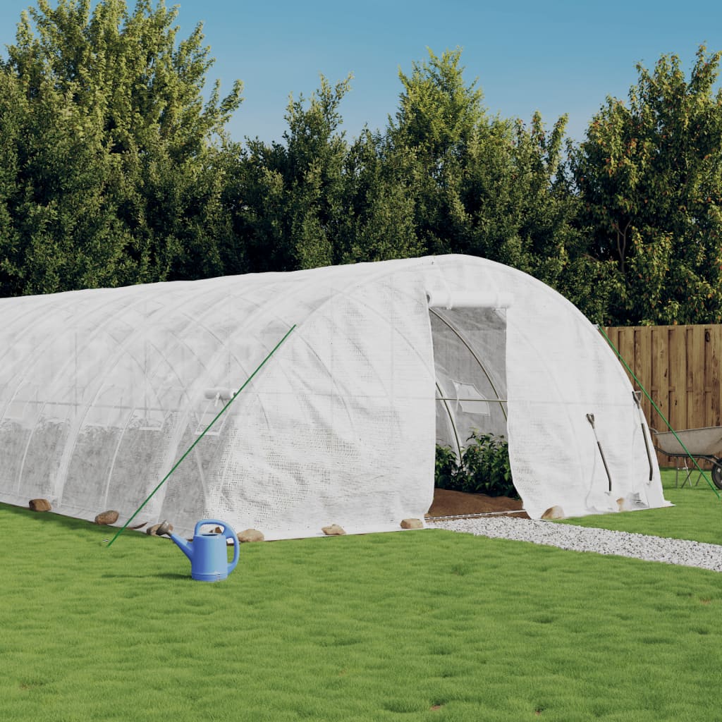 vidaXL Szklarnia ze stalową ramą, biała, 70 m², 14x5x2,3 m