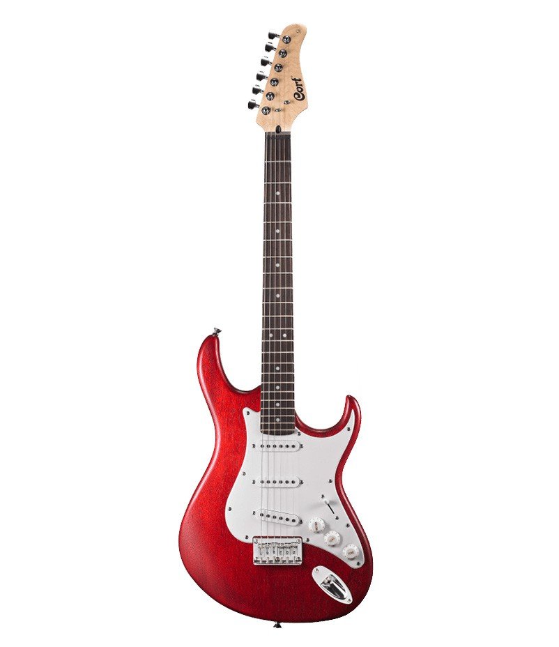 Cort B-001-1353-0 gitara elektryczna Solid Body podwójne ramię Mancing czerwony przezroczysty B-001-1353-0