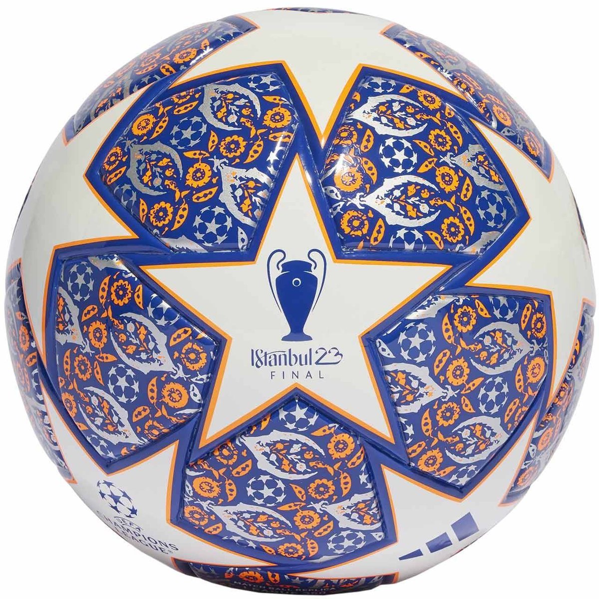 Piłka nożna adidas Junior UCL 350 League Istanbul biało-niebiesko-pomarańczowa HT9008-4
