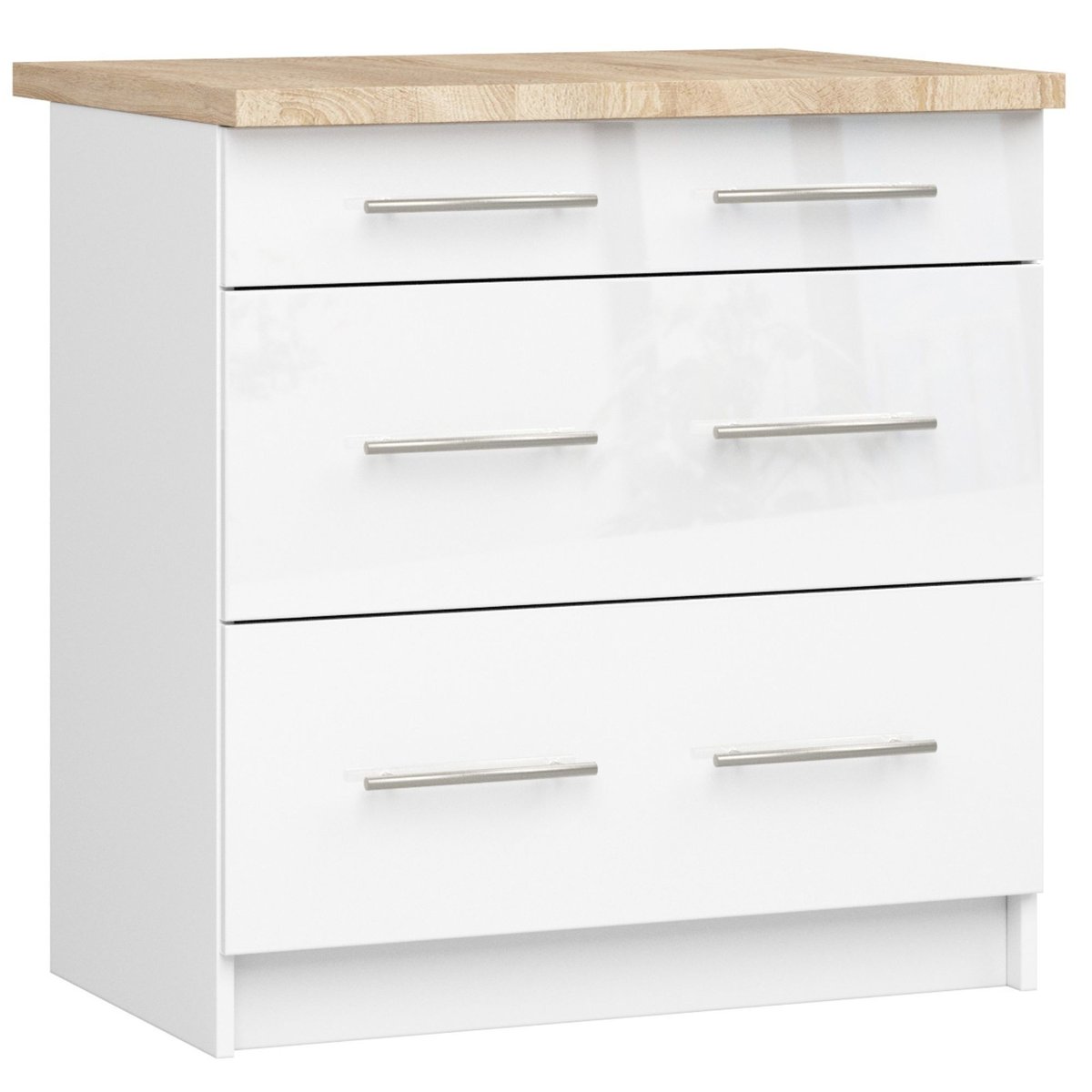 SZAFKA KUCHENNA OLIWIA S 80cm 3SZ + BLAT BIAŁA / BIAŁY POŁYSK
