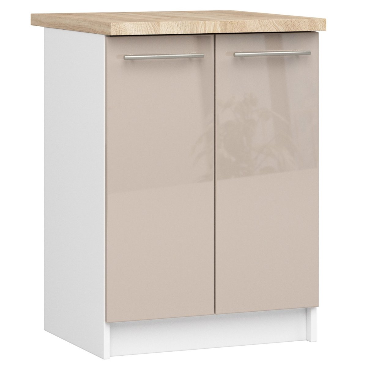 SZAFKA KUCHENNA OLIWIA S 60cm 2D + BLAT BIAŁA / CAPPUCCINO POŁYSK
