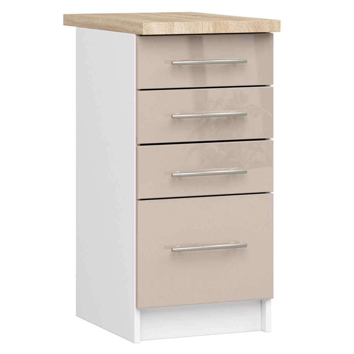 SZAFKA KUCHENNA OLIWIA S 40cm 4SZ + BLAT BIAŁA / CAPPUCCINO POŁYSK