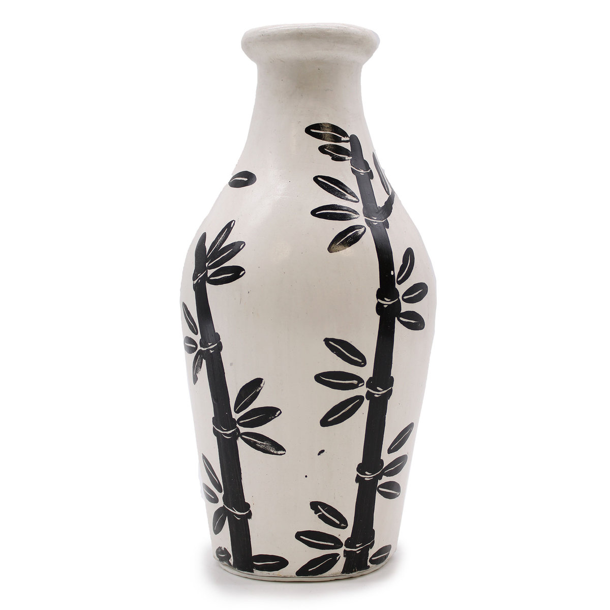 Ceramiczny Wazon z Lombok Z Motywem Bambusa - Naturalny