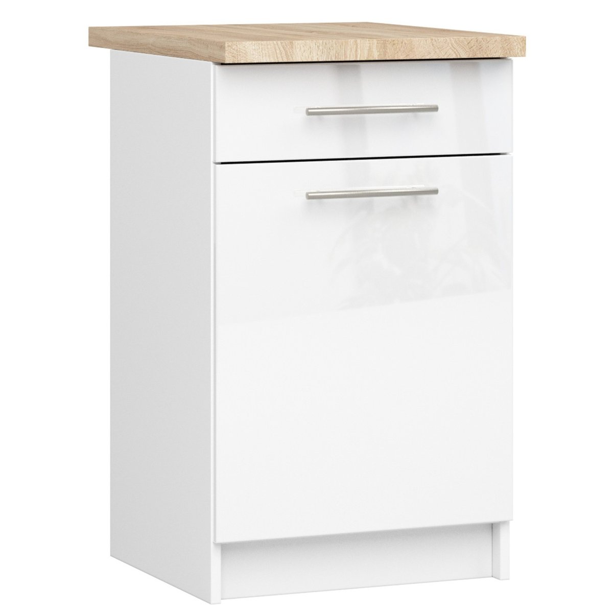 SZAFKA KUCHENNA OLIWIA S 50cm 1D 1SZ + BLAT BIAŁA / BIAŁY POŁYSK