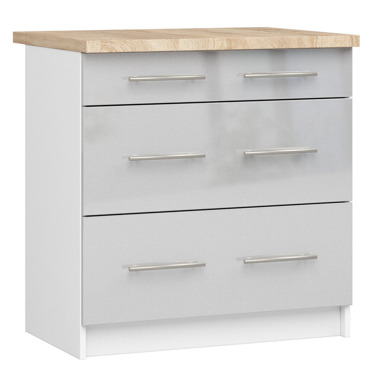 SZAFKA KUCHENNA OLIWIA S 80cm 3SZ + BLAT BIAŁA / METALIK POŁYSK