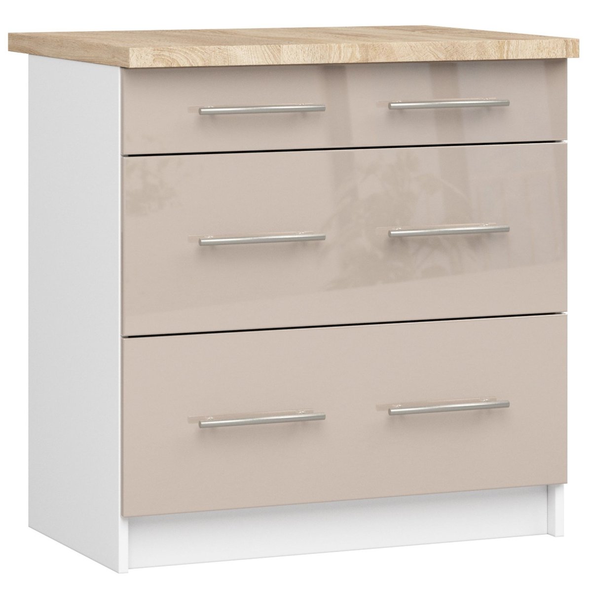 SZAFKA KUCHENNA OLIWIA S 80cm 3SZ + BLAT BIAŁA / CAPPUCCINO POŁYSK