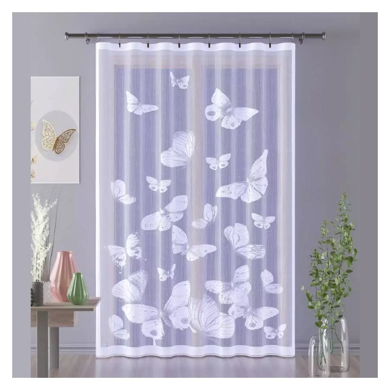Firanka Białe Motyle 150 x 250 cm DomoweTekstylia | WN7BM6 250