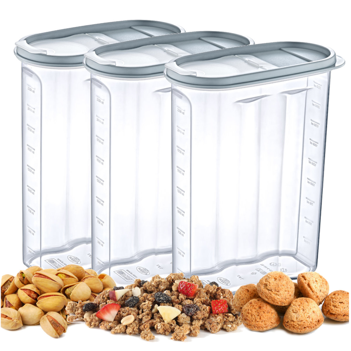 POJEMNIKI NA ŻYWNOŚĆ ARTYKUŁY SYPKIE RYŻ 3szt 2,4L