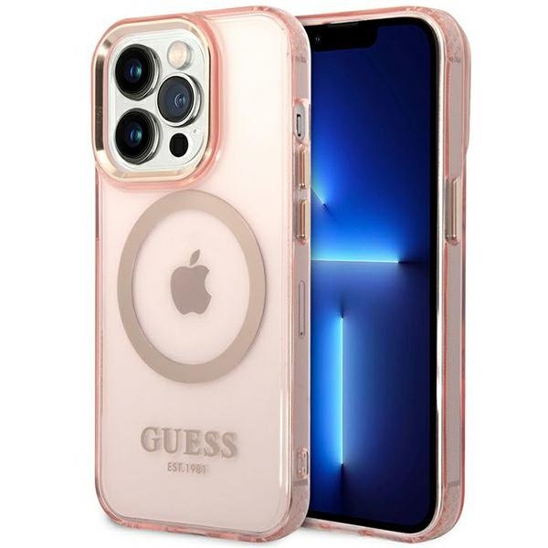 Guess Obudowa dla telefonów komórkowych Translucent MagSafe na Apple iPhone 14 Pro Max GUHMP14XHTCMP Różowy