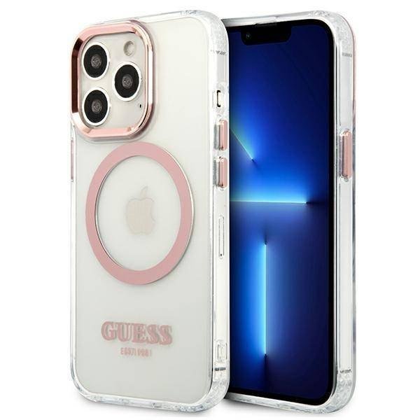 Obudowa dla telefonów komórkowych Guess Translucent MagSafe na Apple iPhone 13 Pro GUHMP13LHTRMP Różowy