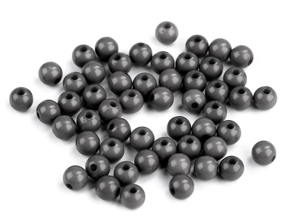 KORALIKI PLASTIK COLOR CIEMNY SZARY 6MM 30SZT