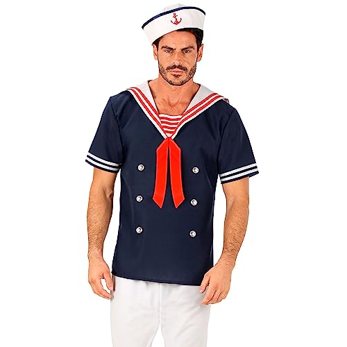W WIDMANN - Kostium marynarza, koszulka, czapka, marynarz, marynarka wojenna, stroje karnawałowe, karnawał