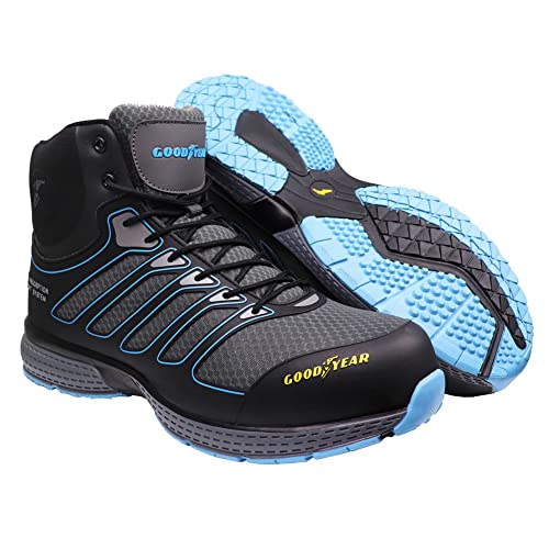 Goodyear GYBT1594 męskie obuwie ochronne bez metalu, wodoodporne, lekkie, z elastyczną podeszwą, 10 UK, czarno-niebieskie, 1
