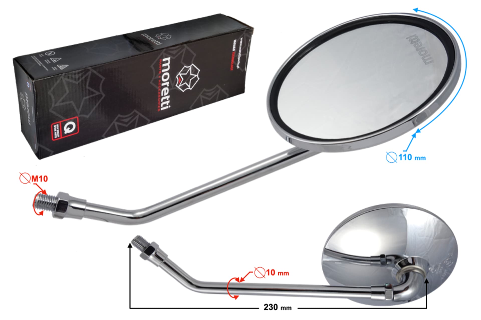 Lusterka R+R do motocyklu  (średnica gwintu 10mm) z homologacją
