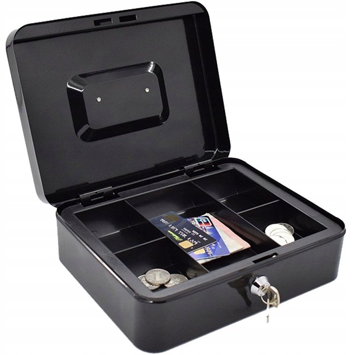 Duża Metalowa Kasetka Na Pieniądze Klucz Sejf Xl B