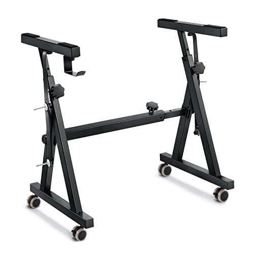 Donner Stojak na klawiaturę, wytrzymały stojak na fortepian w stylu Z, regulowany i przenośny stojak na klawiaturę fortepianową, odpowiedni do 54, 61 i 88 klawiszy, klawiatur elektrycznych, pianina