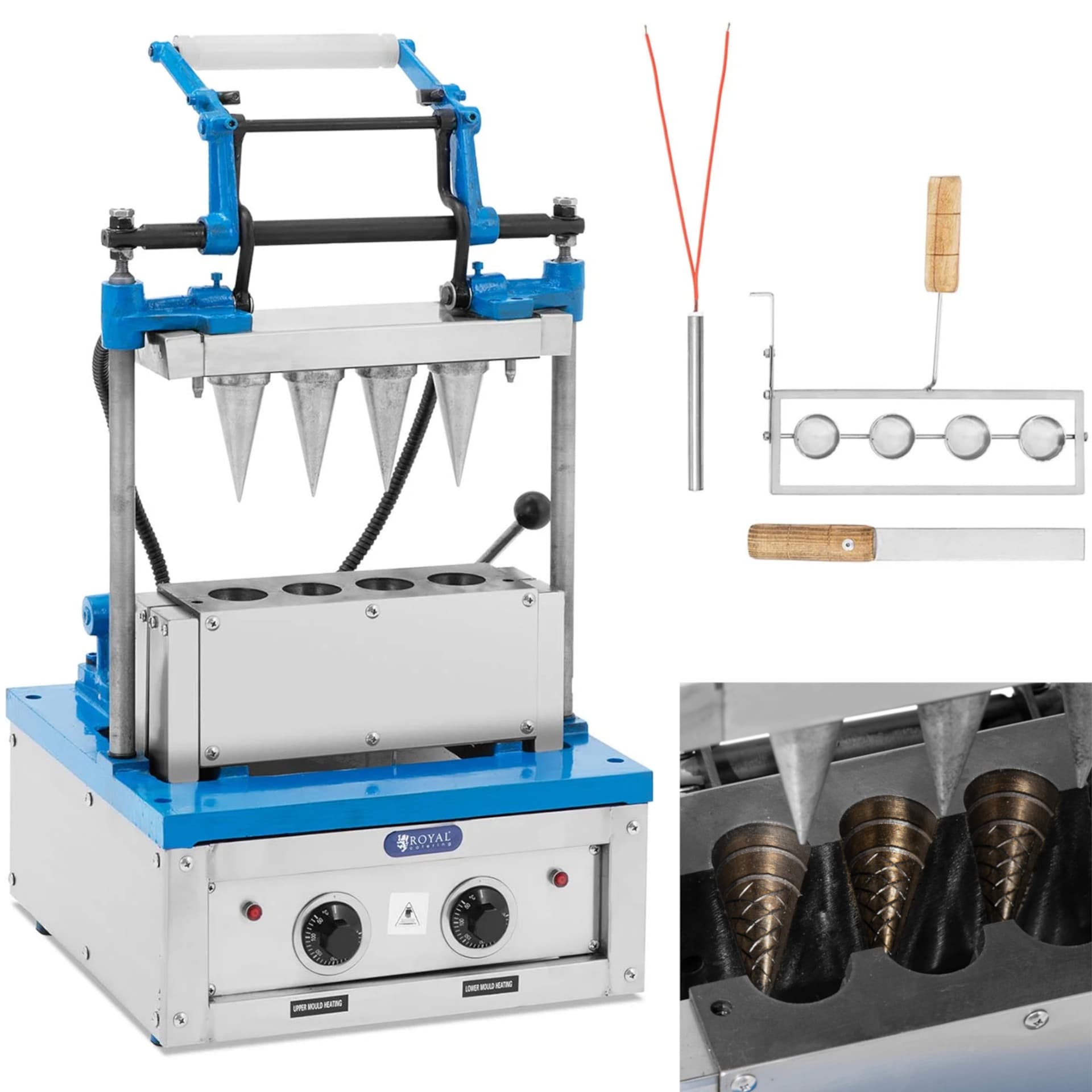 Waflownica do rożków - 4200 W - 100-120 sztuk/godz. - 60–120 s - Royal Catering RC_WMS_17