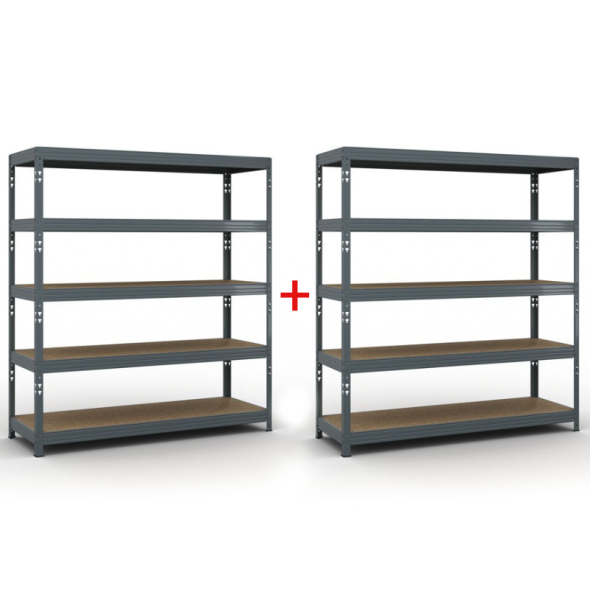 Regał półkowy 2000 x 1800 x 600 mm, nośność 600 kg, 1+1 GRATIS