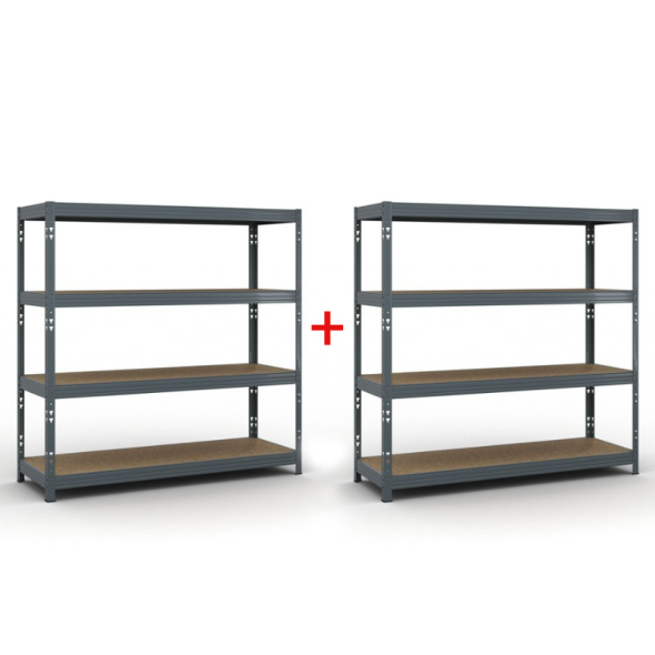Regał półkowy 1853 x 1800 x 600 mm, nośność 600 kg, 1+1 GRATIS