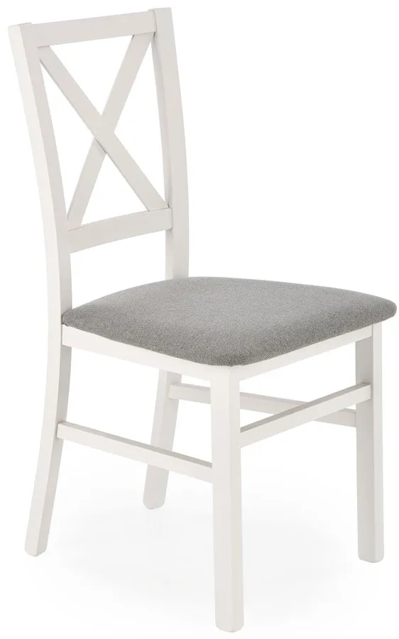 Białe krzesło tapicerowane krzyżak A3-L95