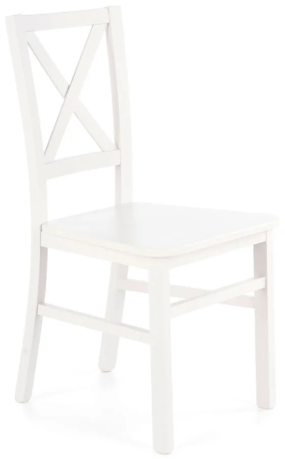 Białe drewniane krzesło typu krzyżak do stołu P7-T33
